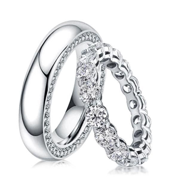 ETERNITY ROUND CUT PRONG & PAVE BEST COUPLE RINGS