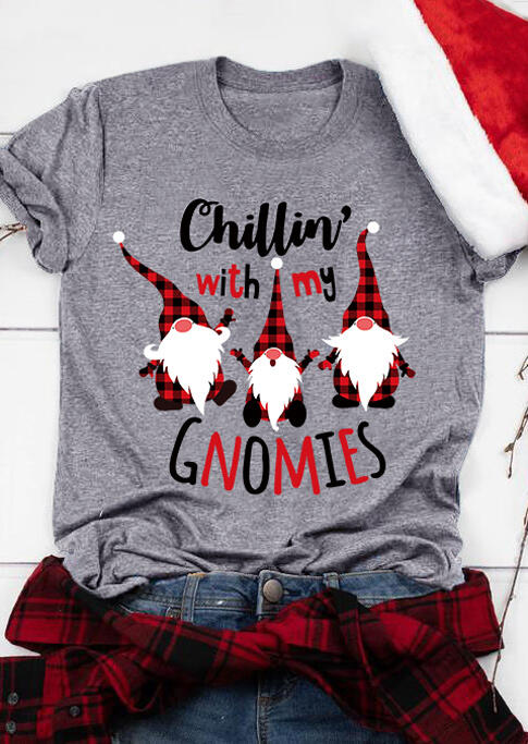 Christmas Chillin' With My Gnomies Plaid T-Shirt Tee